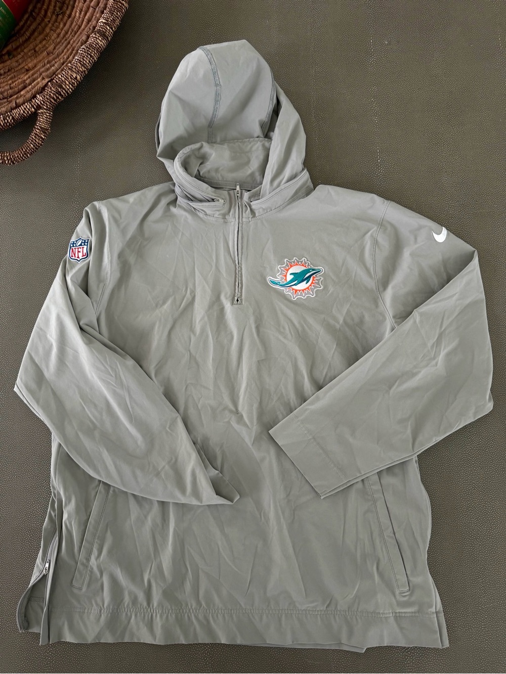 Nike Miami Dolphins 1/4-zip hooded pullover Team Issued XL